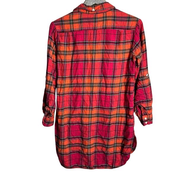 DKNY Pink & Orange Plaid Flannel Tunic - Picture 2 of 7